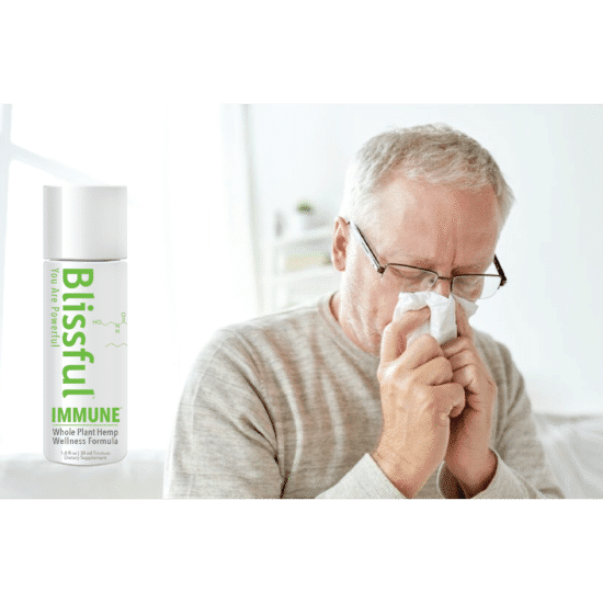 IMMUNE* Hemp Oil Tincture with Man Sneezing