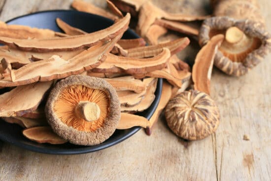 Mushrooms Whole and Cut in a Bowl