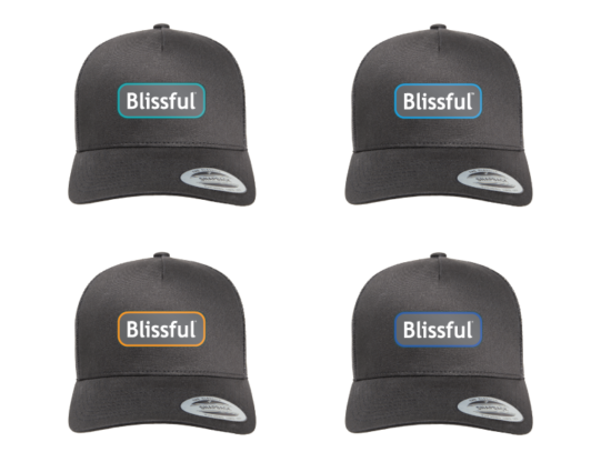 4 Trucker Hats With Different Color Logo Patches