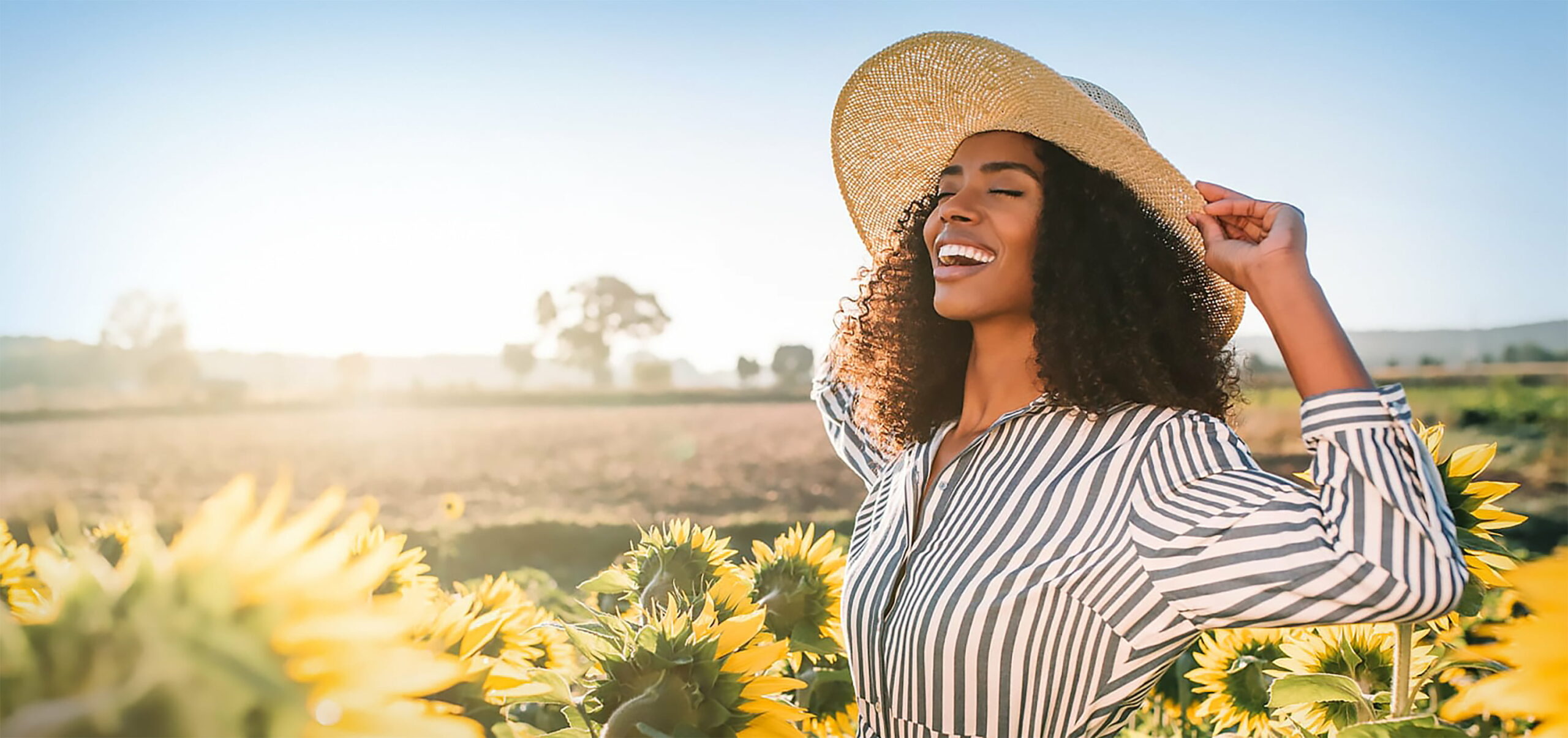 Lady In Sunflower Field